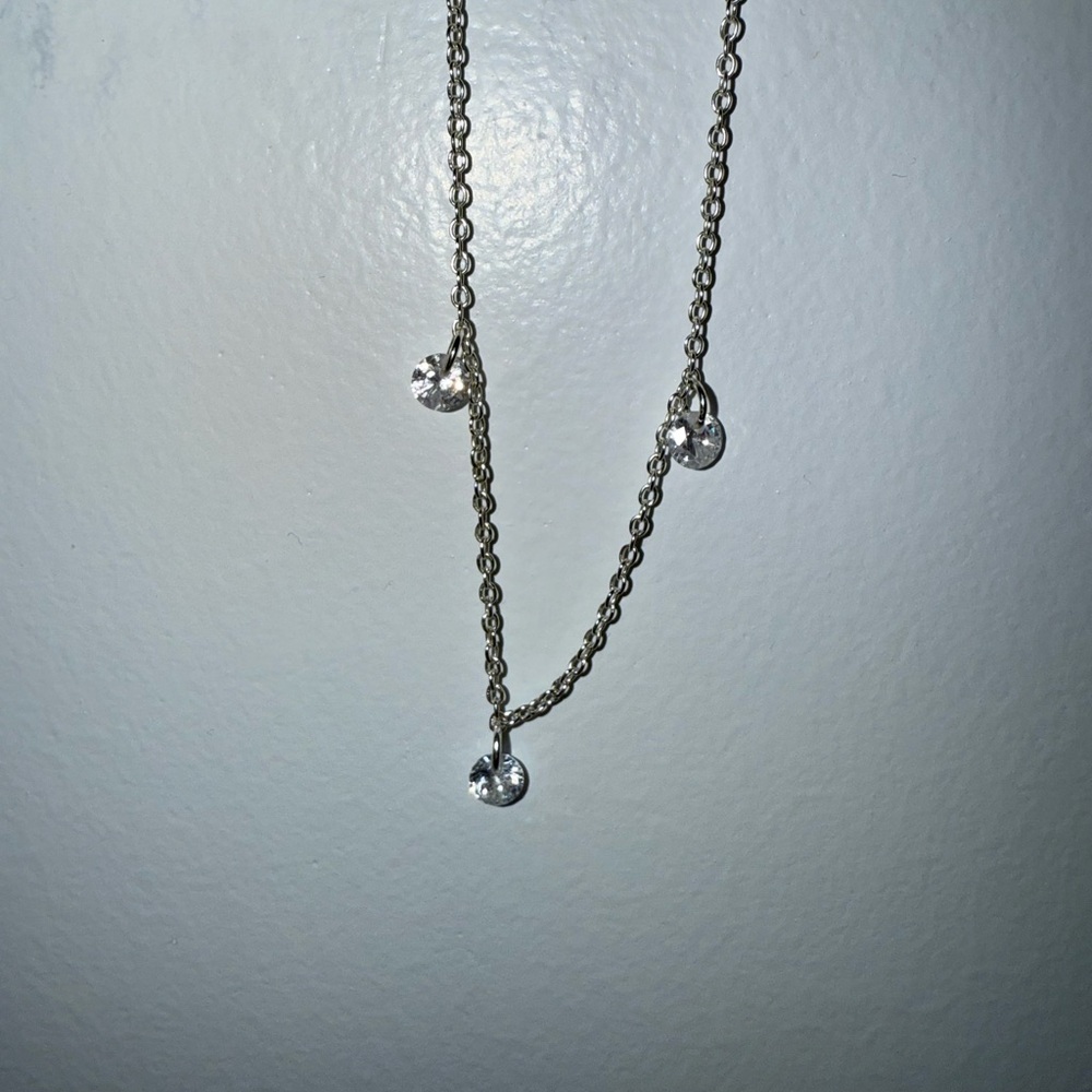 3 Diamond Silver Necklace